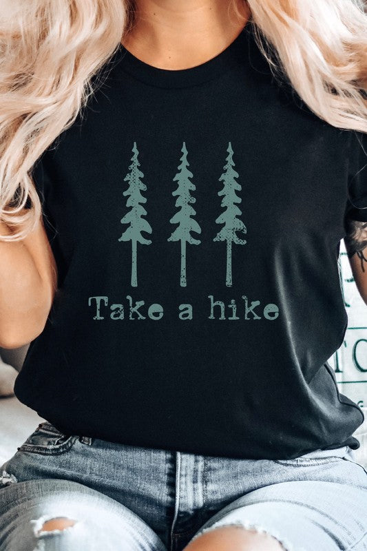 Pine Trees Take A Hike Summer Trip Graphic Tee Shirt