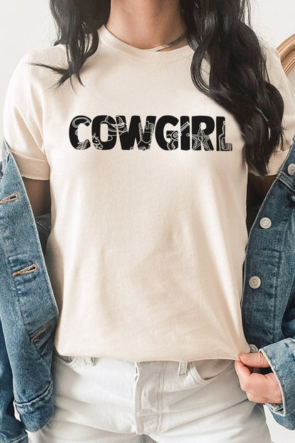 Cowgirl Horse Boots Sheriff Badge Graphic Tee Shirt