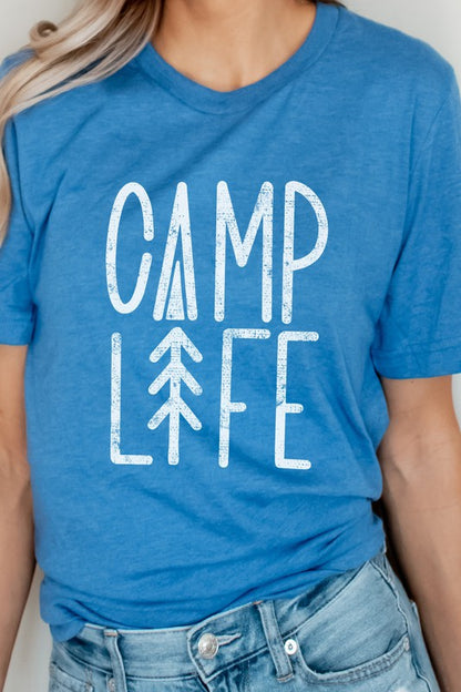 Camp Life Tree Summer Adventure Graphic Tee Shirt