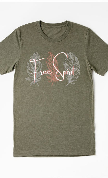 Boho Free Spirit Feather Graphic Tee Shirt