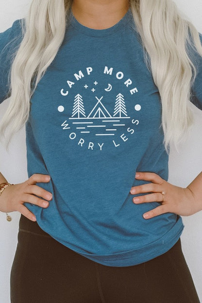 Camp More Worry Less Tent in Forest Graphic Tee Shirt