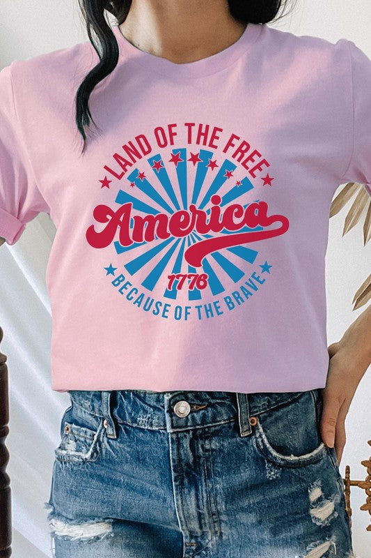 America Land Of The Free Of The Brave Graphic Tee Shirt