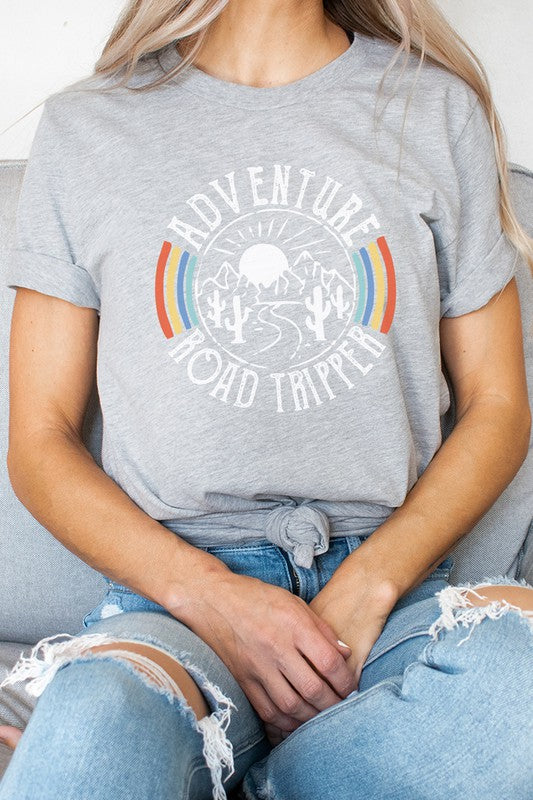 Adventure Road Tripper Desert Rainbow Graphic Tee Shirt