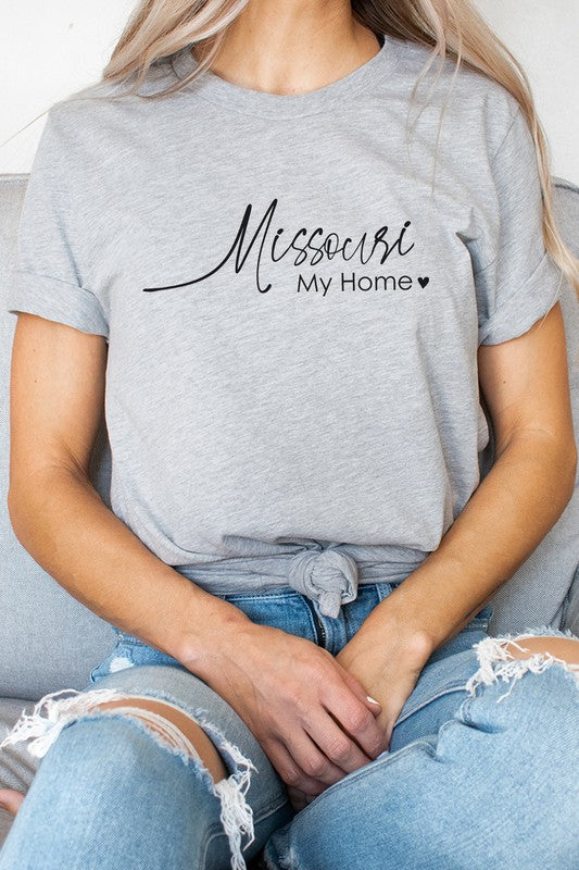 Missouri My Home Heart State Graphic Tee Shirt