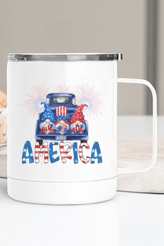 Patriotic America 3 Gnomes Travel Mug