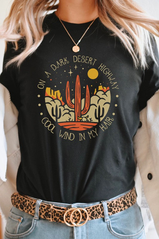 Desert Highway Cool Wind In My Hair Graphic Tee Shirt