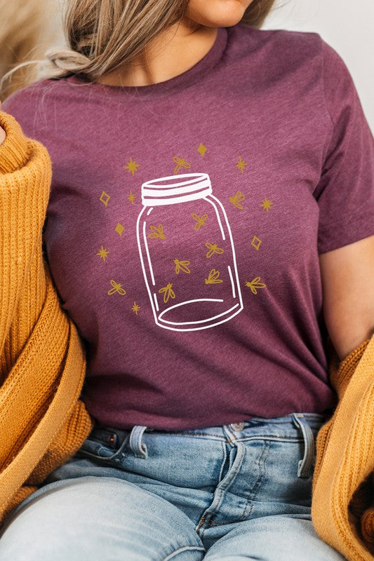 Fireflies in a Jar Glow Summer Nights Graphic Tee Shirt