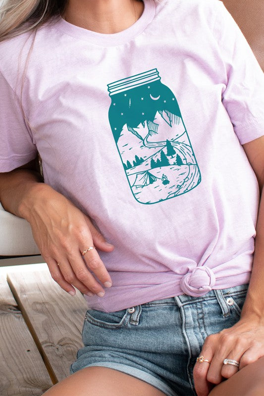 Summer Night Adventure in Mason Jar Graphic Tee Shirt