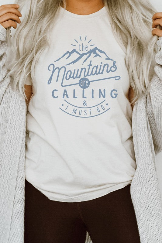 The Mountains Calling And I Must Go Graphic Tee Shirt