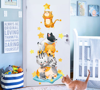 Cartoon Cat Wardrobe Stickers Creative Room Decoration Stickers Cat Litter Wall Stickers