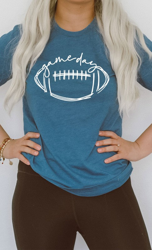 Cursive Football Game Day Graphic Tee Shirt