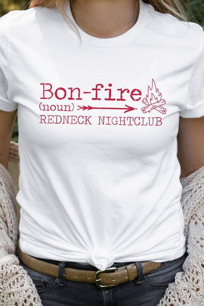 Bonfire Redneck Nightclub Fire Side Graphic Tee Shirt