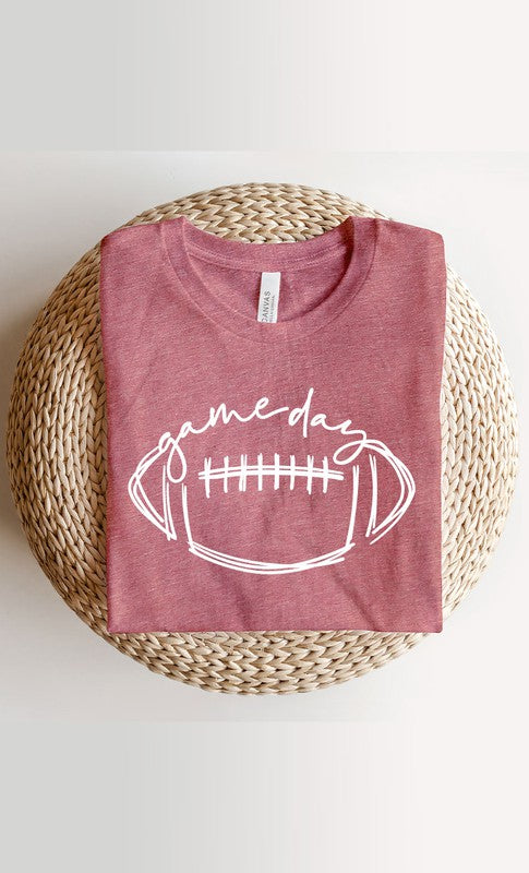 Cursive Football Game Day Graphic Tee Shirt