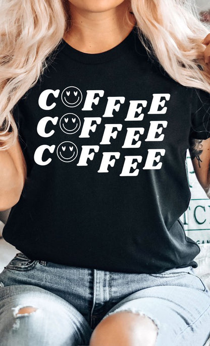 Smiley Coffee Graphic Tee Shirt