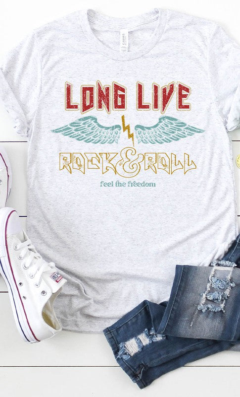 Vintage Long Live Rock and Roll Graphic Tee Shirt