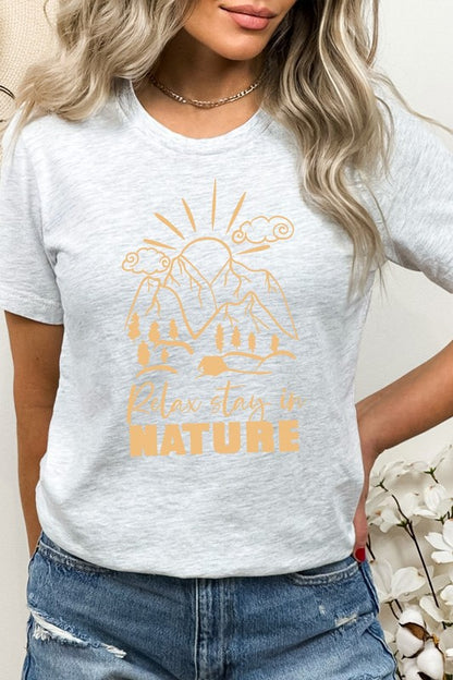 Relax Stay In Nature Mountain Camping Graphic Tee Shirt