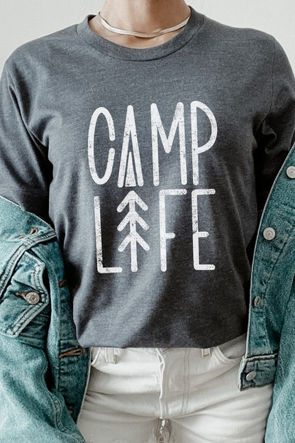 Camp Life Tree Summer Adventure Graphic Tee Shirt