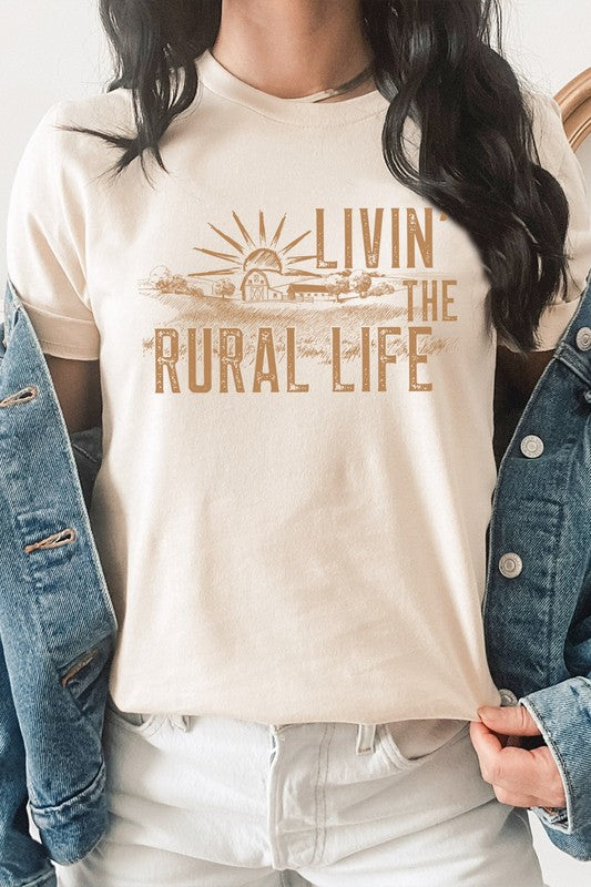 Livin The Rural Life Western Farm Graphic Tee Shirt