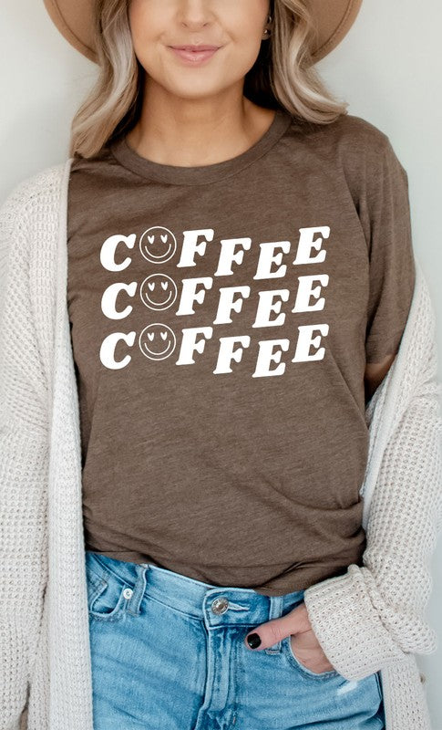 Smiley Coffee Graphic Tee Shirt