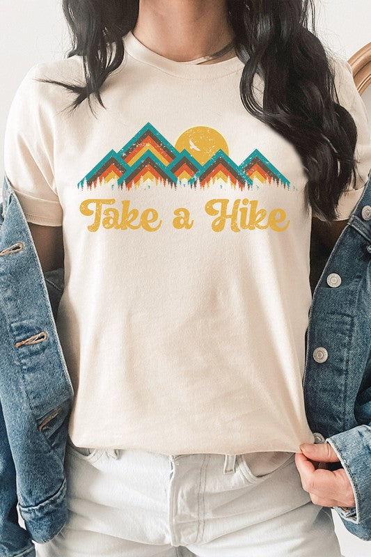 Take A Hike Forest Mountains Sunrise Graphic Tee Shirt