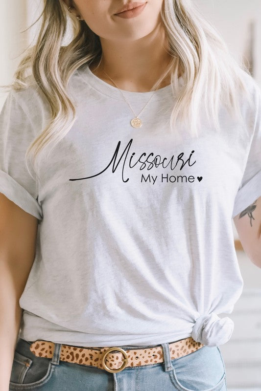 Missouri My Home Heart State Graphic Tee Shirt