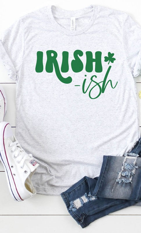 Irish ish green shamrock graphic tee shirt