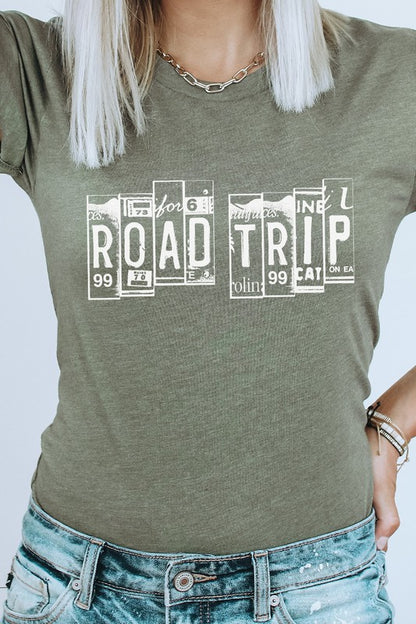 Road Trip License Plate Vacation Graphic Tee Shirt