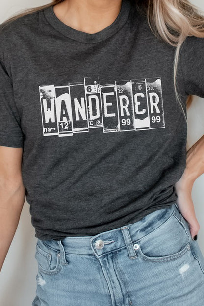 Wanderer License Plate Road Tripping Graphic Tee Shirt