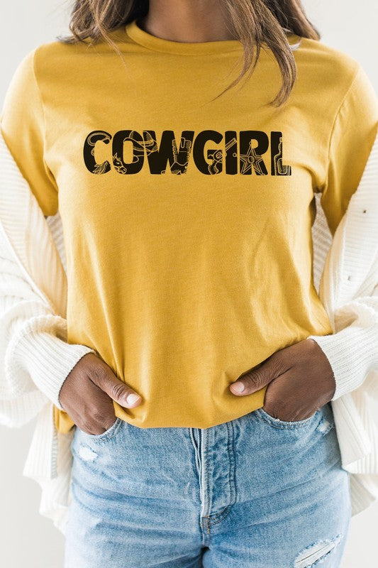 Cowgirl Horse Boots Sheriff Badge Graphic Tee Shirt