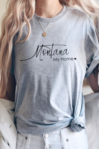 Montana My Home Heart State Graphic Tee Shirt