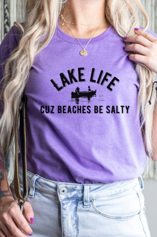 Lake Life Cuz Beaches Be Salty Rowboat Graphic Tee Shirt