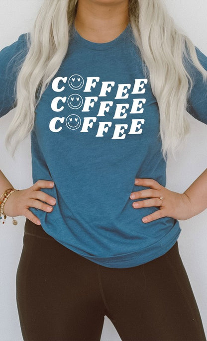 Smiley Coffee Graphic Tee Shirt