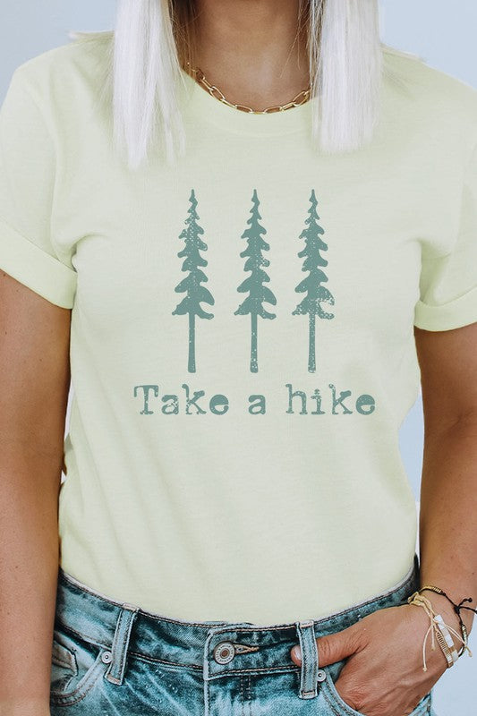 Pine Trees Take A Hike Summer Trip Graphic Tee Shirt