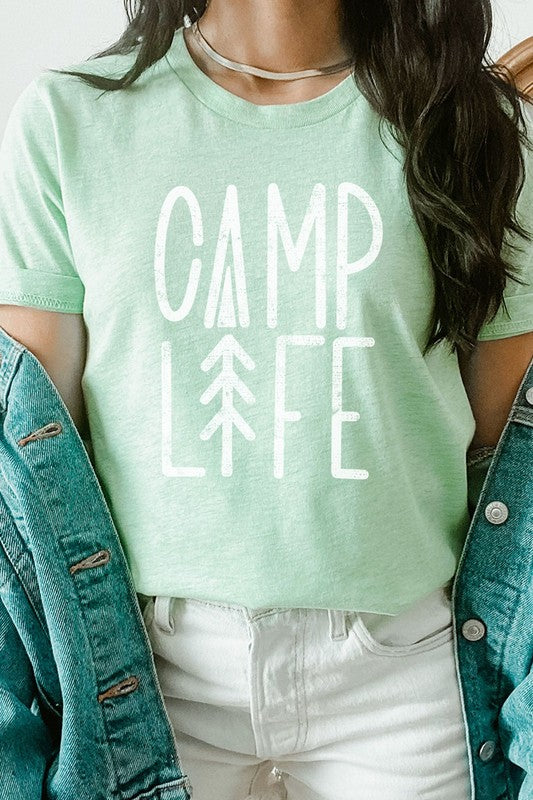 Camp Life Tree Summer Adventure Graphic Tee Shirt