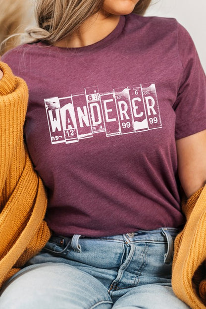 Wanderer License Plate Road Tripping Graphic Tee Shirt