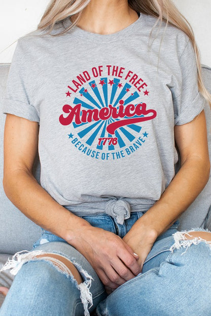 America Land Of The Free Of The Brave Graphic Tee Shirt