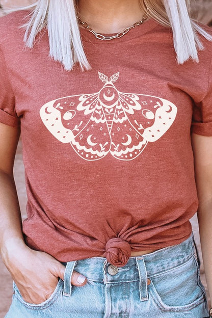 Ornamental Luna Moth Summer Night Graphic Tee Shirt