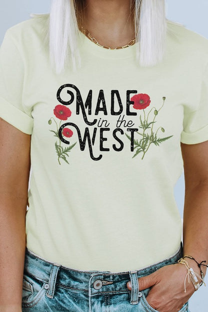 Retro Made In The West Red Flowers Graphic Tees Shirt