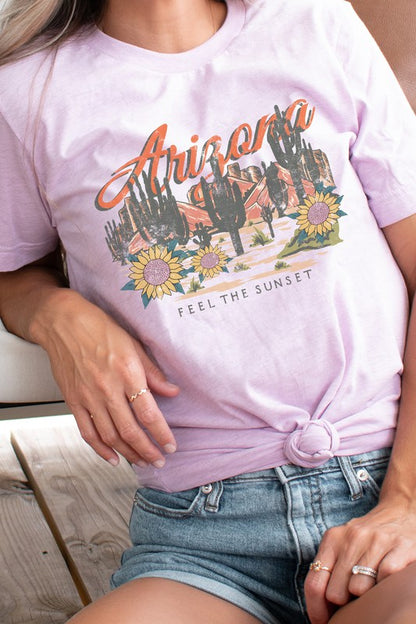 Arizona Feel The Sunset Sunflowers Graphic Tee Shirt