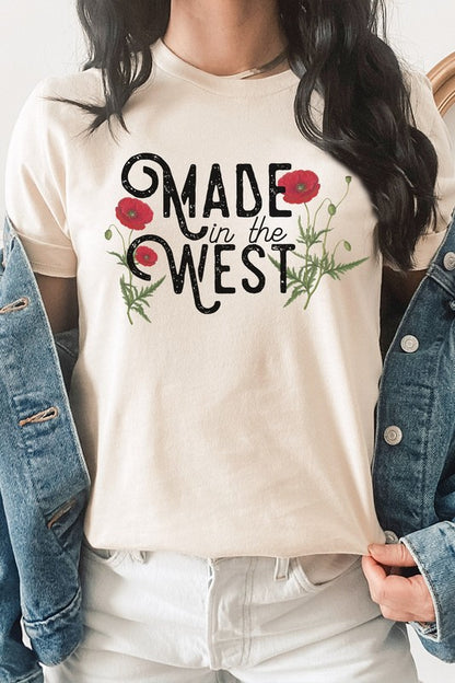 Retro Made In The West Red Flowers Graphic Tees Shirt