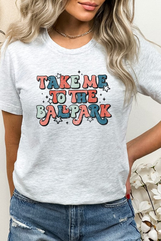 Retro Take Me To The Ballpark Baseball Graphic Tee Shirt