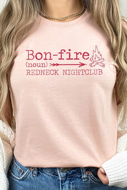 Bonfire Redneck Nightclub Fire Side Graphic Tee Shirt