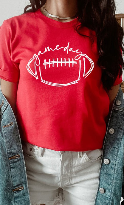 Cursive Football Game Day Graphic Tee Shirt