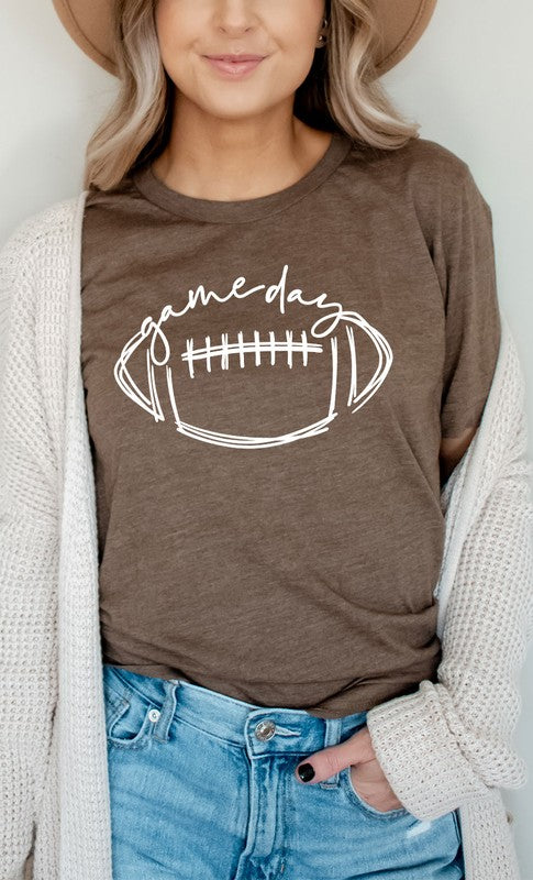 Cursive Football Game Day Graphic Tee Shirt