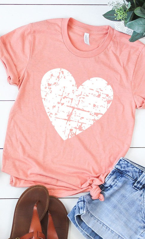 Distressed Heart Graphic Tee Shirt