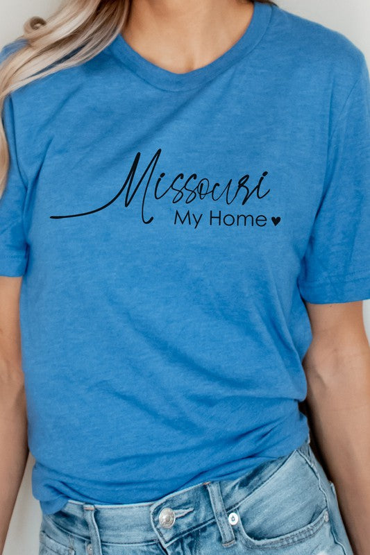 Missouri My Home Heart State Graphic Tee Shirt