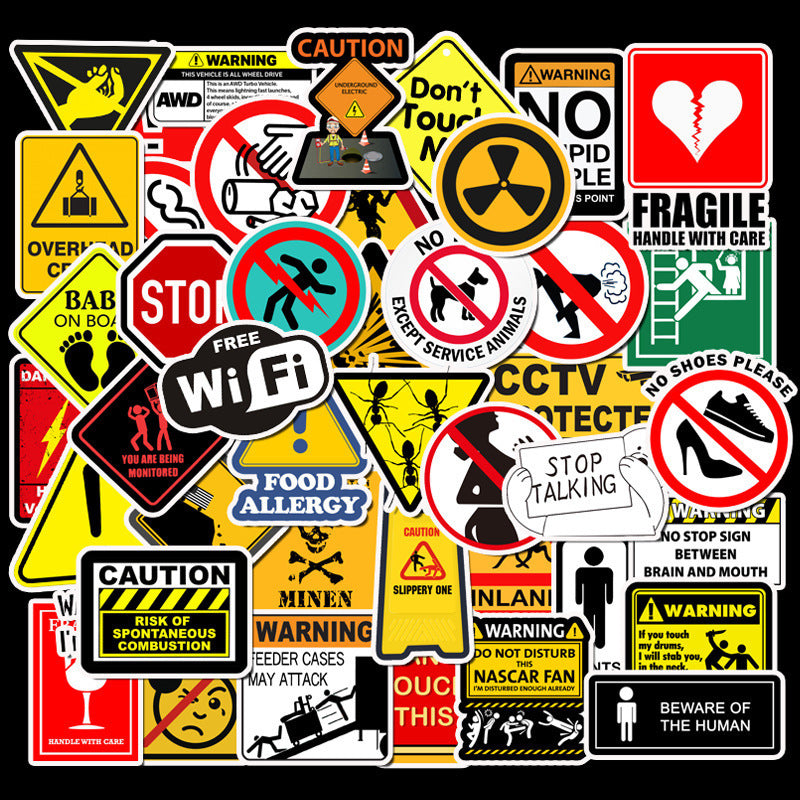 Warning Warning Sign Stickers Cross Border Amazon