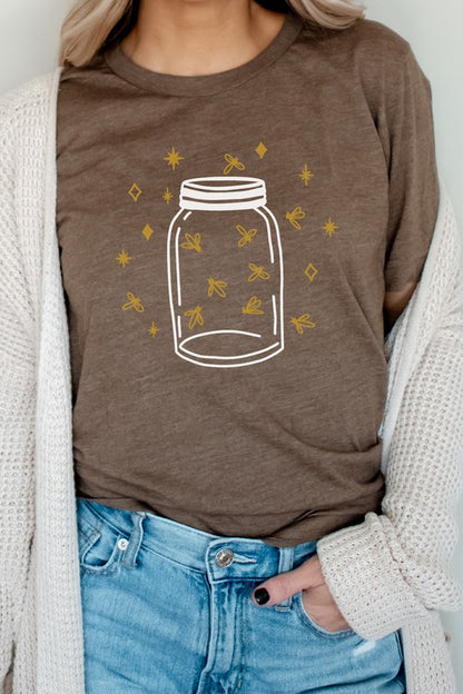 Fireflies in a Jar Glow Summer Nights Graphic Tee Shirt