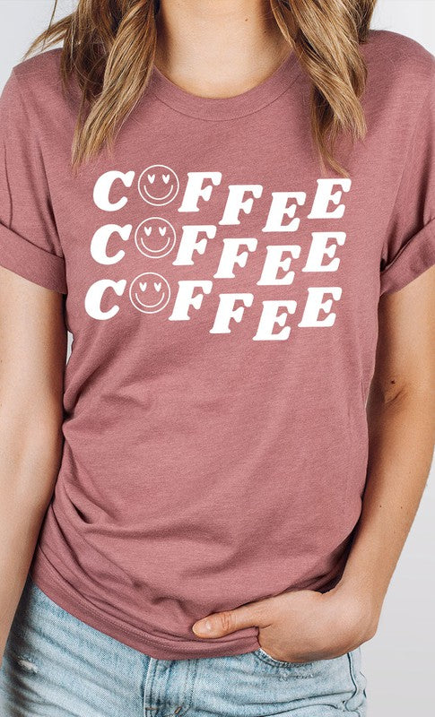 Smiley Coffee Graphic Tee Shirt