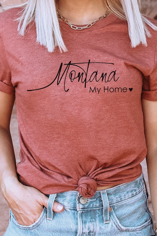 Montana My Home Heart State Graphic Tee Shirt